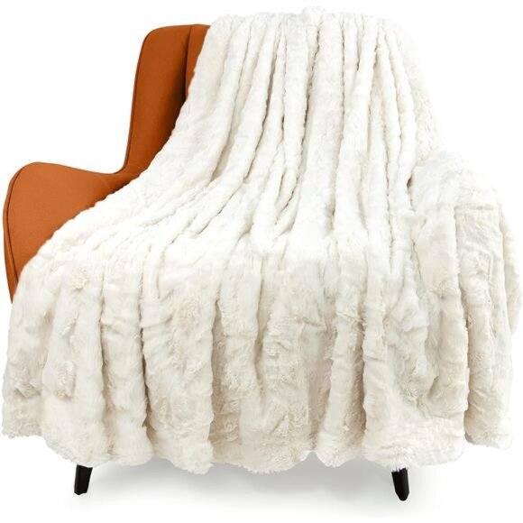 Faux Fur Luxury Throw Blanket,Double Side Soft Fluffy Shaggy Fuzzy Blanket - Picture 1 of 7